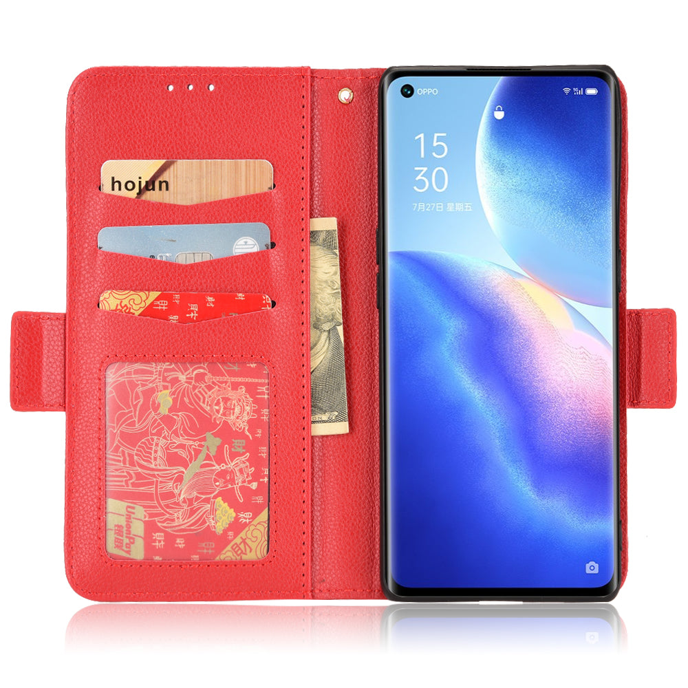 For Oppo Reno5 Pro+ 5G / Find X3 Neo PU Leather Folio Flip Cover Litchi Texture Stand Shockproof Wallet Phone Case