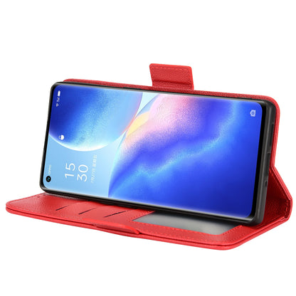 For Oppo Reno5 Pro+ 5G / Find X3 Neo PU Leather Folio Flip Cover Litchi Texture Stand Shockproof Wallet Phone Case