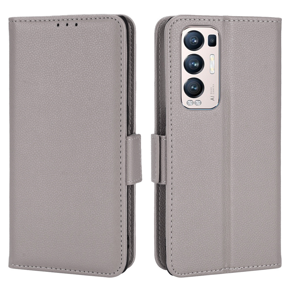 For Oppo Reno5 Pro+ 5G / Find X3 Neo PU Leather Folio Flip Cover Litchi Texture Stand Shockproof Wallet Phone Case