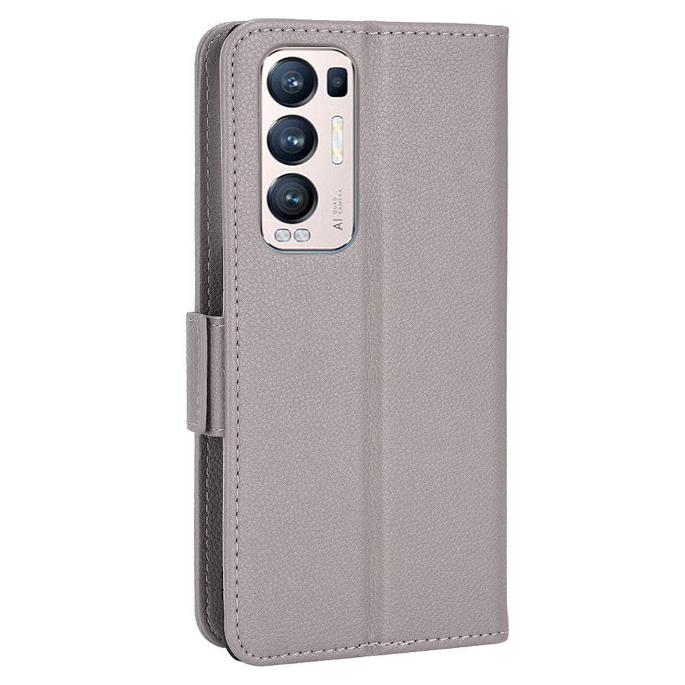 For Oppo Reno5 Pro+ 5G / Find X3 Neo PU Leather Folio Flip Cover Litchi Texture Stand Shockproof Wallet Phone Case