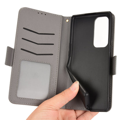 For Oppo Reno5 Pro+ 5G / Find X3 Neo PU Leather Folio Flip Cover Litchi Texture Stand Shockproof Wallet Phone Case