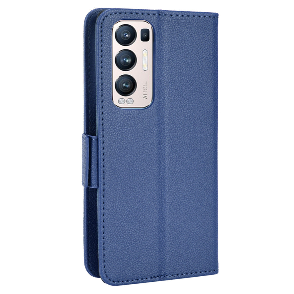 For Oppo Reno5 Pro+ 5G / Find X3 Neo PU Leather Folio Flip Cover Litchi Texture Stand Shockproof Wallet Phone Case