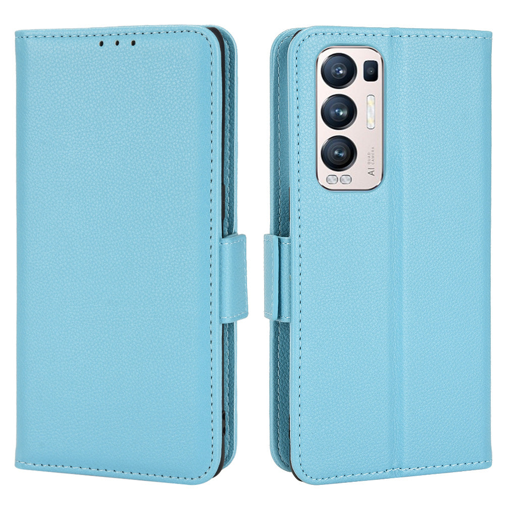 For Oppo Reno5 Pro+ 5G / Find X3 Neo PU Leather Folio Flip Cover Litchi Texture Stand Shockproof Wallet Phone Case