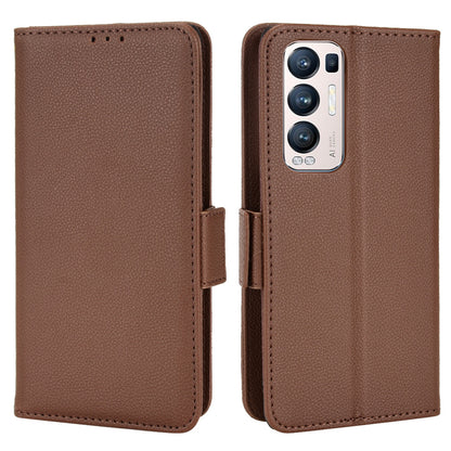 For Oppo Reno5 Pro+ 5G / Find X3 Neo PU Leather Folio Flip Cover Litchi Texture Stand Shockproof Wallet Phone Case