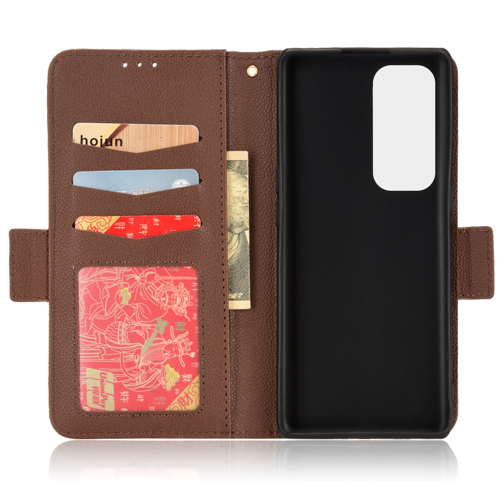 For Oppo Reno5 Pro+ 5G / Find X3 Neo PU Leather Folio Flip Cover Litchi Texture Stand Shockproof Wallet Phone Case