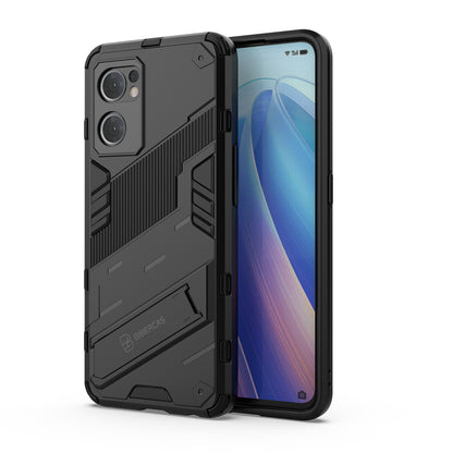 For Oppo Reno7 5G (Global) Hard PC+Soft TPU Phone Back Cover Protective Case with Kickstand Anti-drop Phone Case