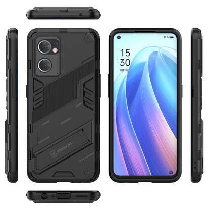 For Oppo Reno7 5G (Global) Hard PC+Soft TPU Phone Back Cover Protective Case with Kickstand Anti-drop Phone Case