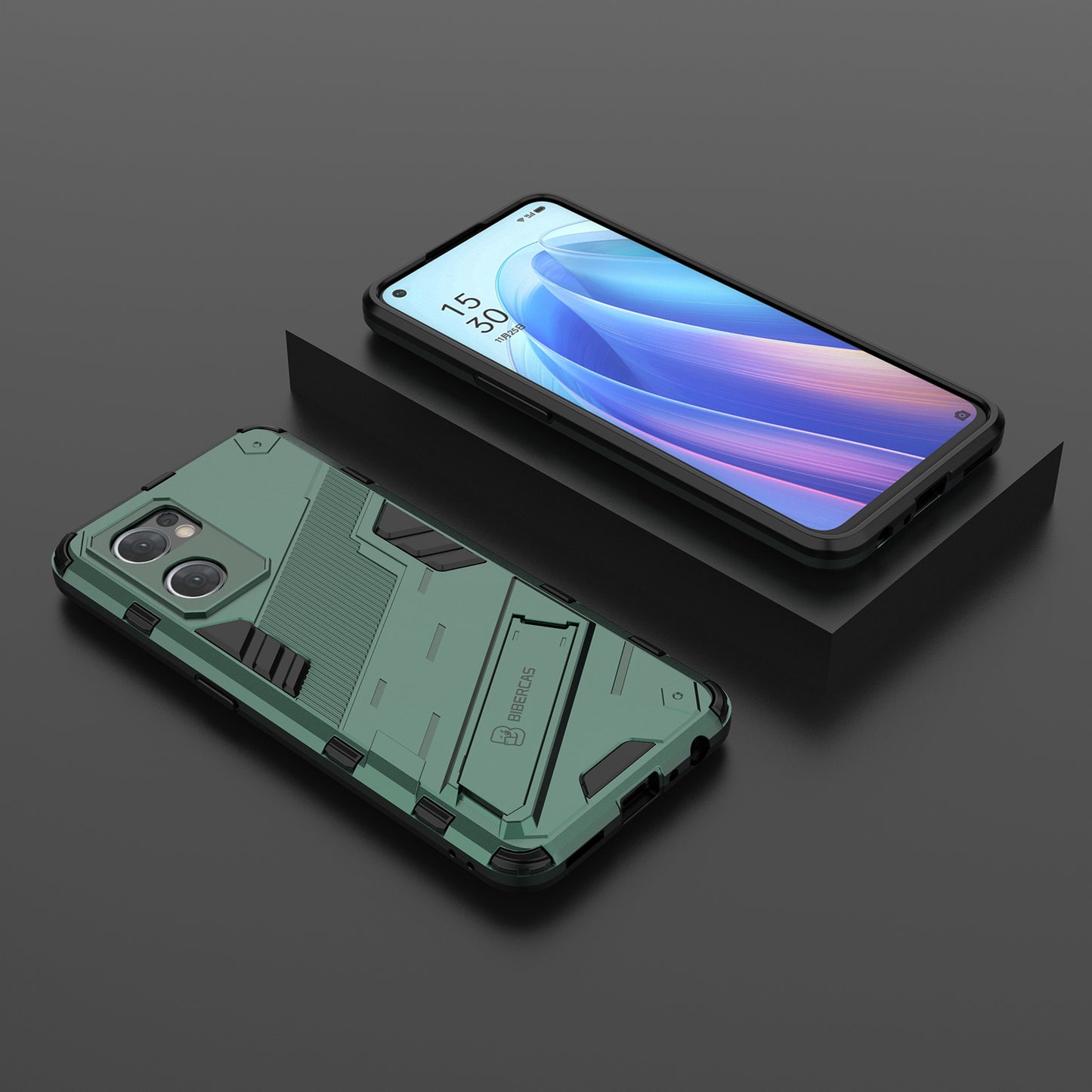 For Oppo Reno7 5G (Global) Hard PC+Soft TPU Phone Back Cover Protective Case with Kickstand Anti-drop Phone Case