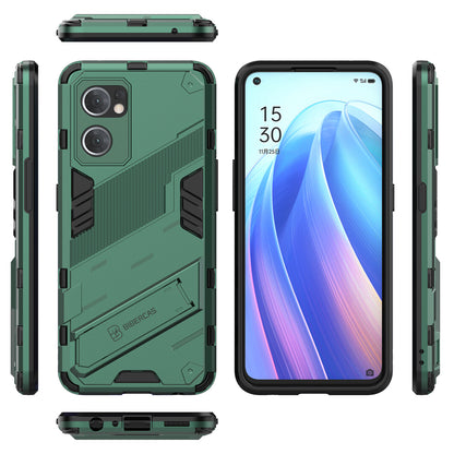 For Oppo Reno7 5G (Global) Hard PC+Soft TPU Phone Back Cover Protective Case with Kickstand Anti-drop Phone Case