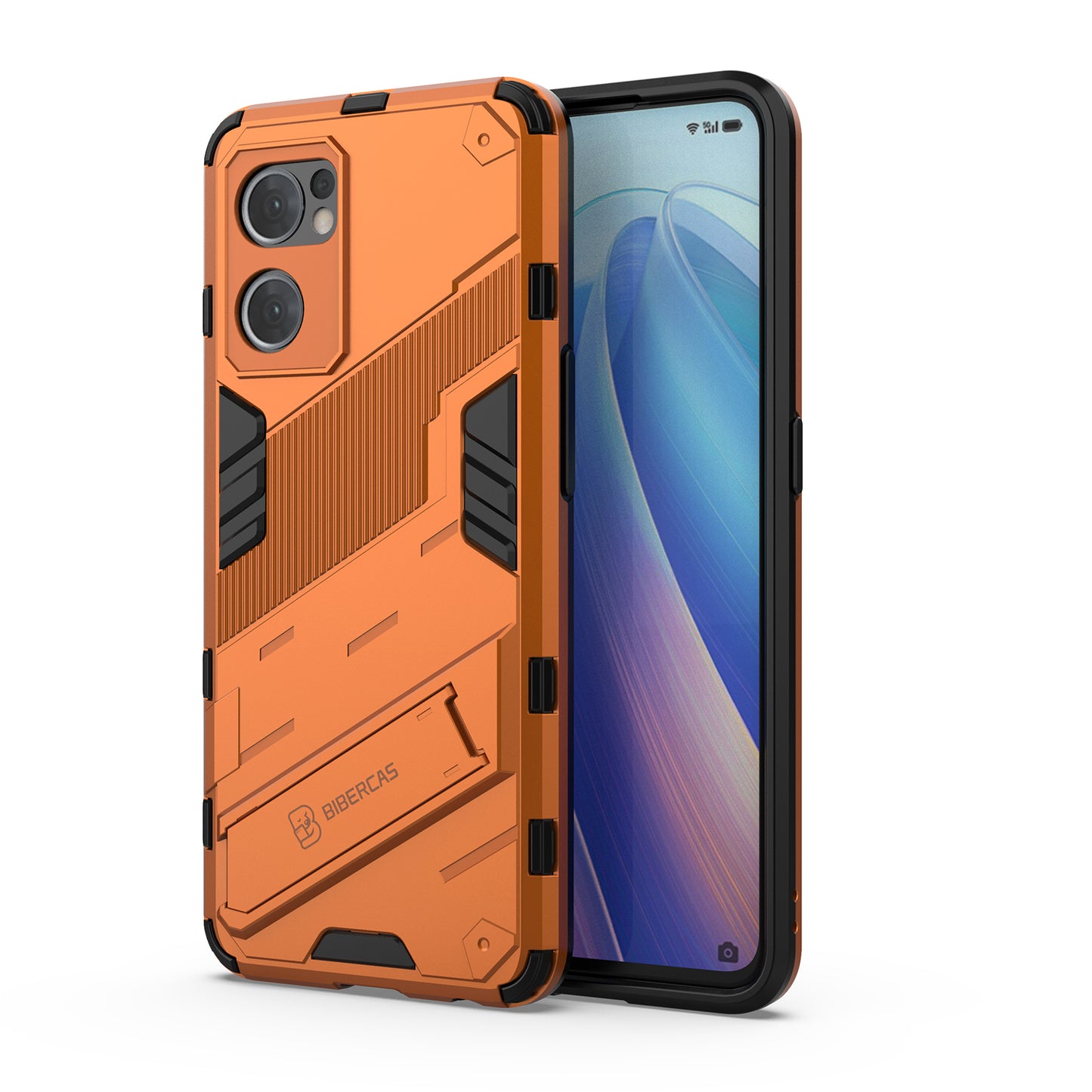 For Oppo Reno7 5G (Global) Hard PC+Soft TPU Phone Back Cover Protective Case with Kickstand Anti-drop Phone Case