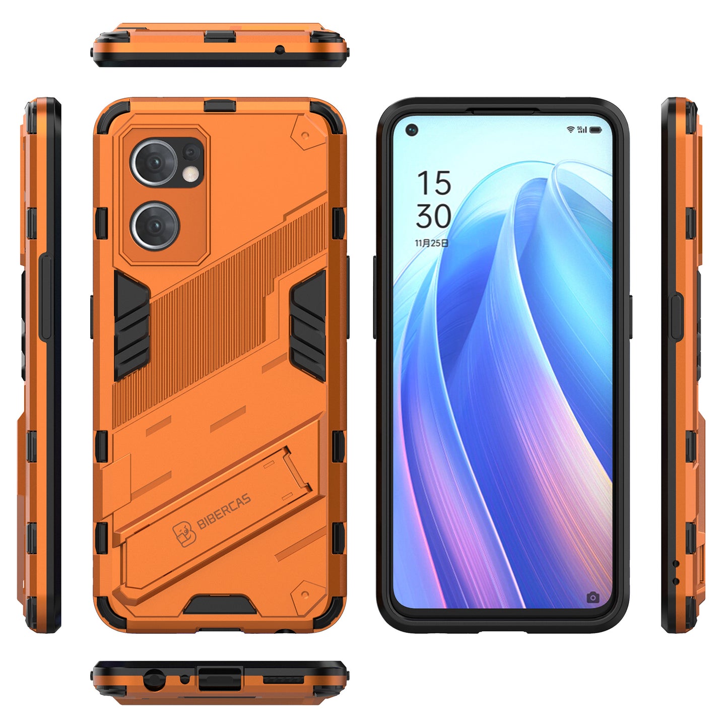 For Oppo Reno7 5G (Global) Hard PC+Soft TPU Phone Back Cover Protective Case with Kickstand Anti-drop Phone Case