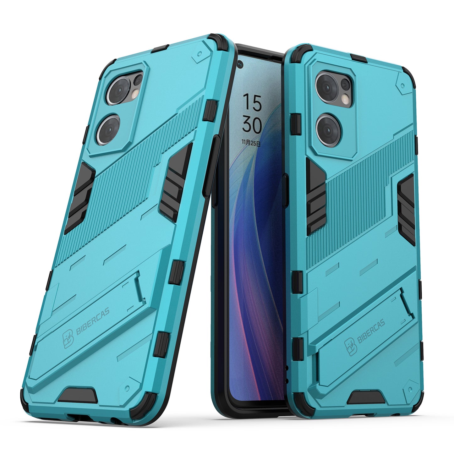 For Oppo Reno7 5G (Global) Hard PC+Soft TPU Phone Back Cover Protective Case with Kickstand Anti-drop Phone Case