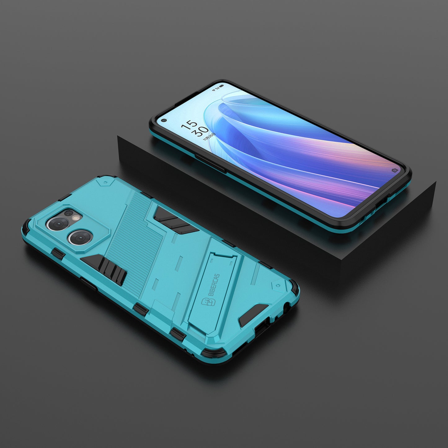 For Oppo Reno7 5G (Global) Hard PC+Soft TPU Phone Back Cover Protective Case with Kickstand Anti-drop Phone Case