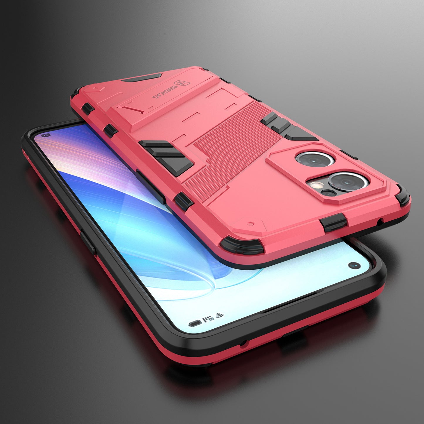 For Oppo Reno7 5G (Global) Hard PC+Soft TPU Phone Back Cover Protective Case with Kickstand Anti-drop Phone Case