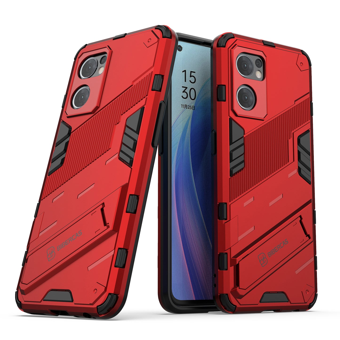 For Oppo Reno7 5G (Global) Hard PC+Soft TPU Phone Back Cover Protective Case with Kickstand Anti-drop Phone Case