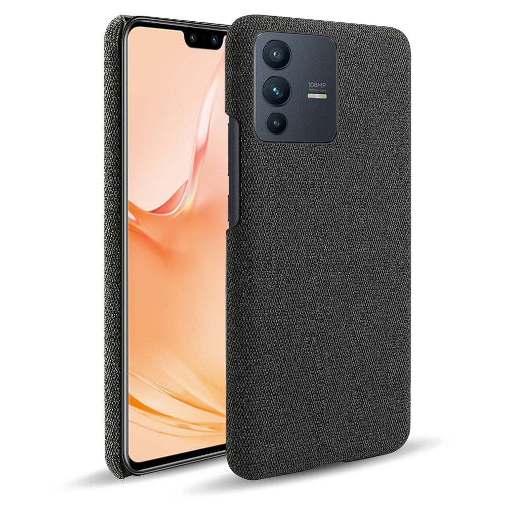 For vivo V23 Pro / S12 Pro Shockproof Cloth Texture + PC Protective Case Heat Dissipation Incomplete Covering Back Shell