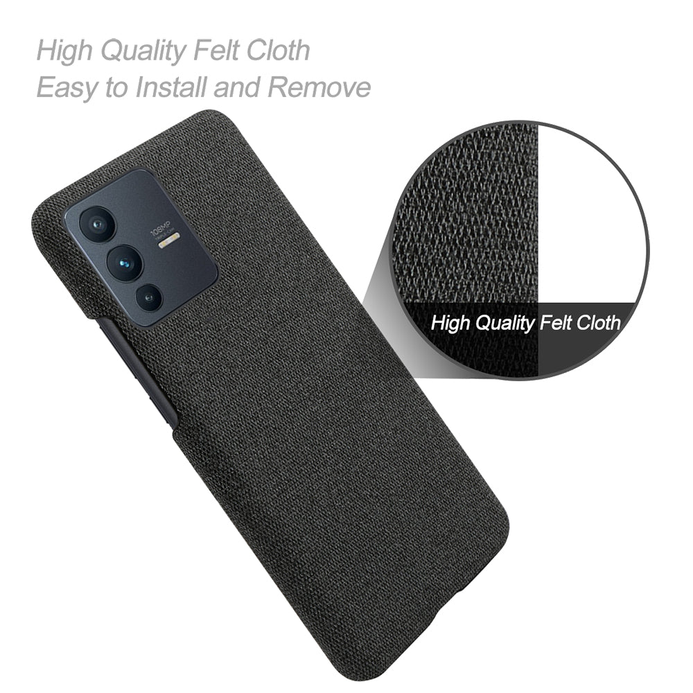 For vivo V23 Pro / S12 Pro Shockproof Cloth Texture + PC Protective Case Heat Dissipation Incomplete Covering Back Shell