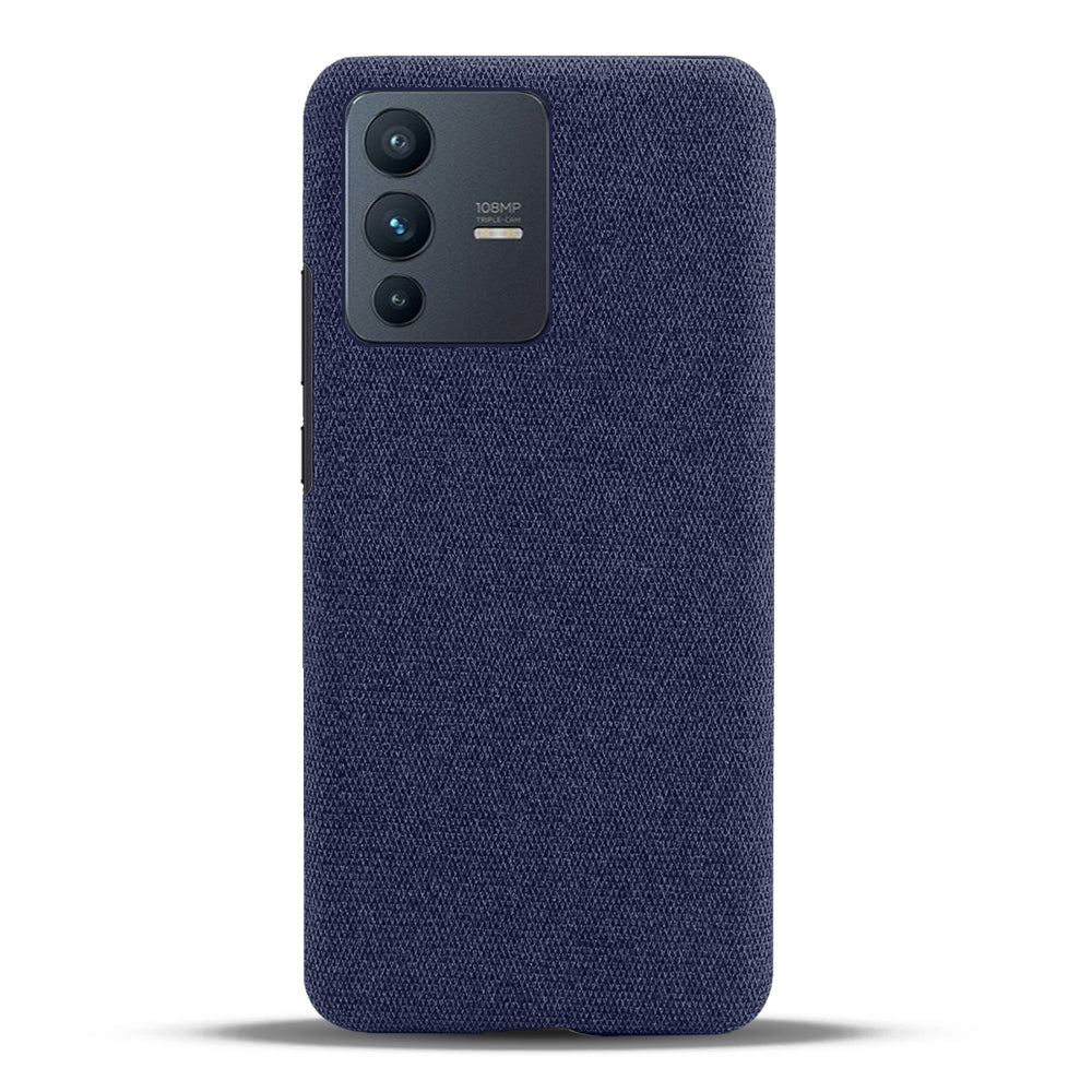 For vivo V23 Pro / S12 Pro Shockproof Cloth Texture + PC Protective Case Heat Dissipation Incomplete Covering Back Shell