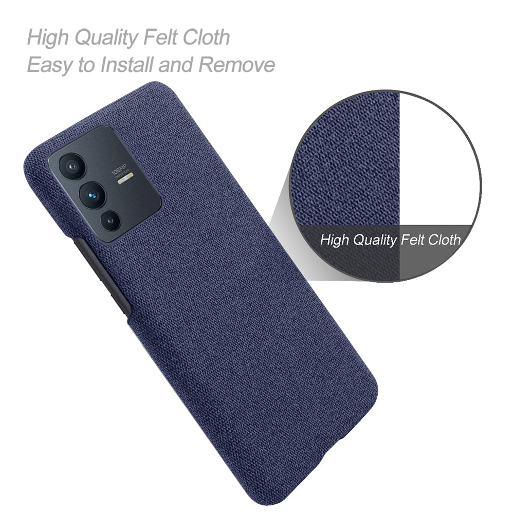 For vivo V23 Pro / S12 Pro Shockproof Cloth Texture + PC Protective Case Heat Dissipation Incomplete Covering Back Shell