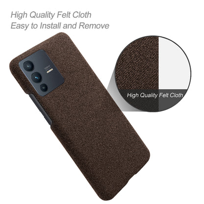 For vivo V23 Pro / S12 Pro Shockproof Cloth Texture + PC Protective Case Heat Dissipation Incomplete Covering Back Shell