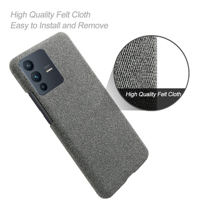 For vivo V23 Pro / S12 Pro Shockproof Cloth Texture + PC Protective Case Heat Dissipation Incomplete Covering Back Shell