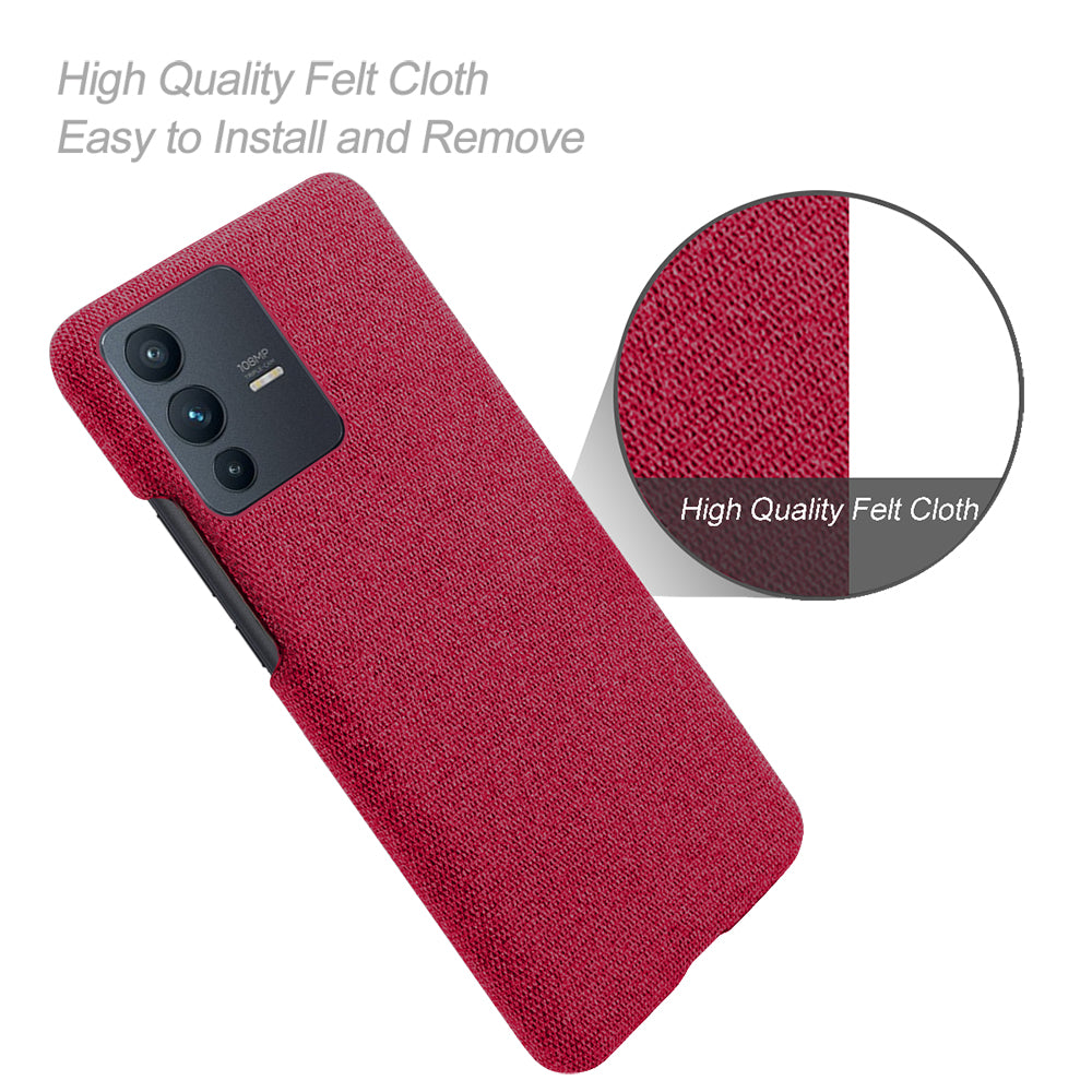 For vivo V23 Pro / S12 Pro Shockproof Cloth Texture + PC Protective Case Heat Dissipation Incomplete Covering Back Shell