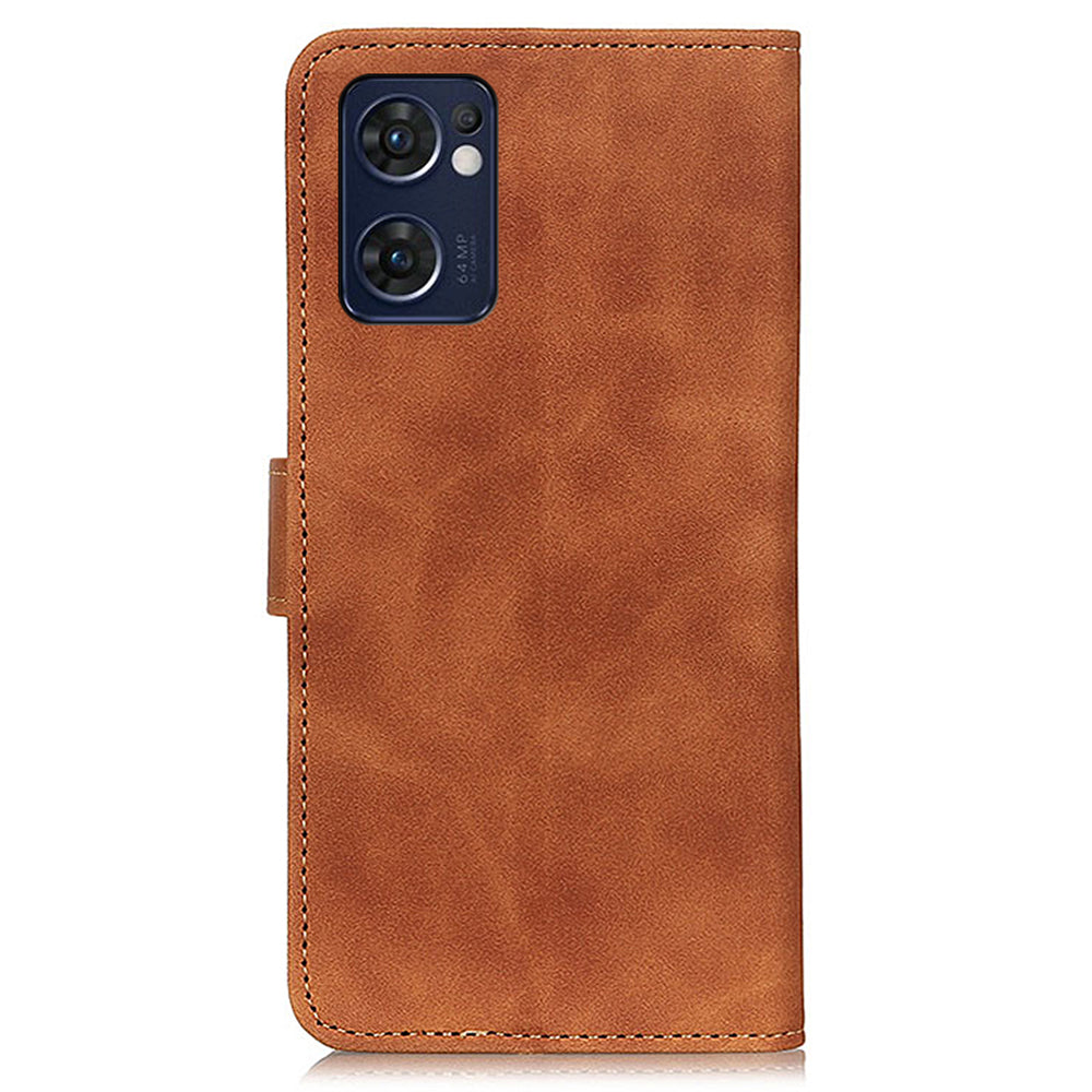 KHAZNEH For Oppo Reno7 5G (Global)/Find X5 Lite Retro Leather Case Shockproof Magnetic Clasp Mobile Phone Cover with Wallet Stand