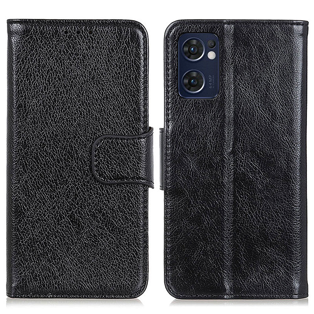 For Oppo Reno7 5G (Global)/Find X5 Lite Split Leather Nappa Texture Wallet Phone Cover Full-protection Phone Stand Case Shell