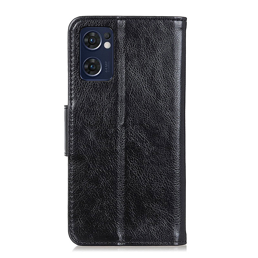 For Oppo Reno7 5G (Global)/Find X5 Lite Split Leather Nappa Texture Wallet Phone Cover Full-protection Phone Stand Case Shell