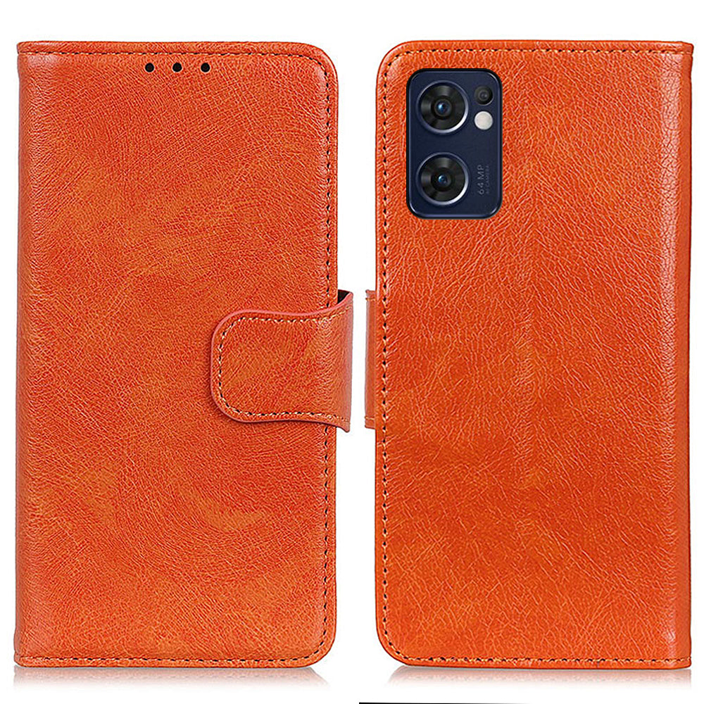 For Oppo Reno7 5G (Global)/Find X5 Lite Split Leather Nappa Texture Wallet Phone Cover Full-protection Phone Stand Case Shell