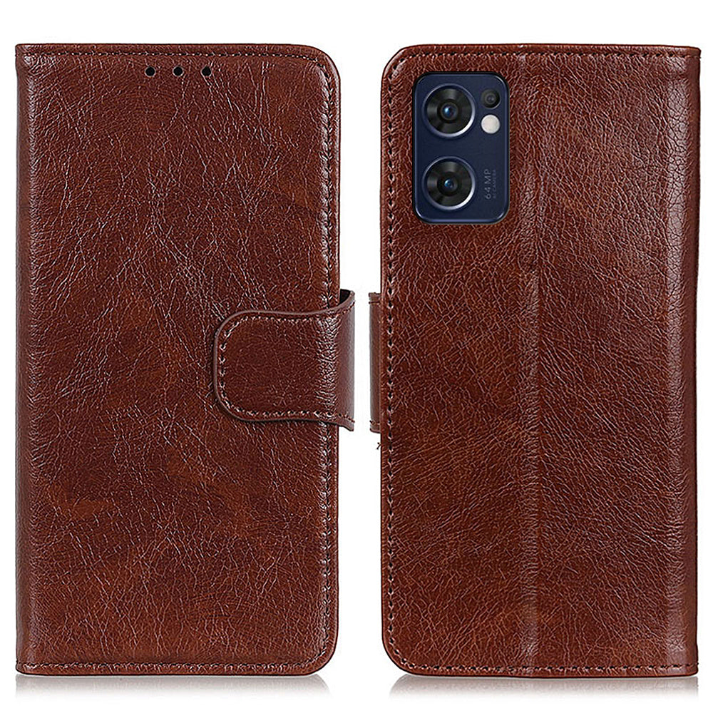 For Oppo Reno7 5G (Global)/Find X5 Lite Split Leather Nappa Texture Wallet Phone Cover Full-protection Phone Stand Case Shell