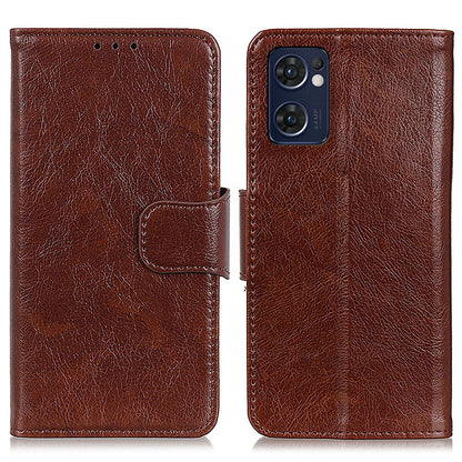 For Oppo Reno7 5G (Global)/Find X5 Lite Split Leather Nappa Texture Wallet Phone Cover Full-protection Phone Stand Case Shell