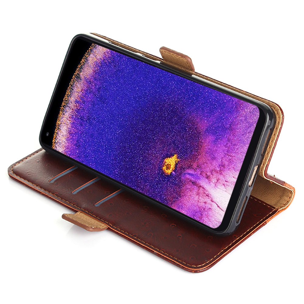 Ostrich Texture Splicing Leather Wallet Case for Oppo Find X5 Pro, Stand Shockproof TPU Magnetic Protect Book Flip Folio Cover