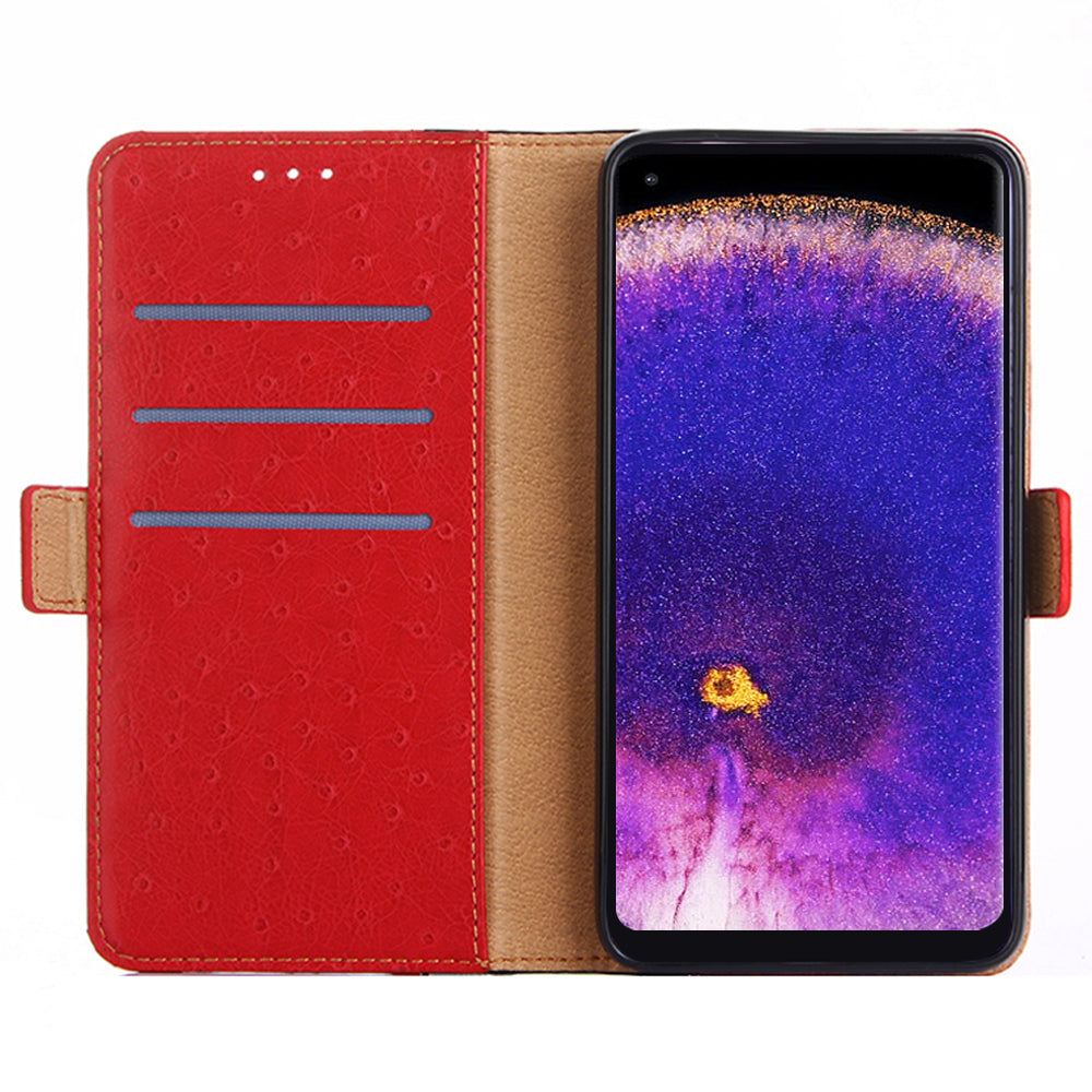 Ostrich Texture Splicing Leather Wallet Case for Oppo Find X5 Pro, Stand Shockproof TPU Magnetic Protect Book Flip Folio Cover