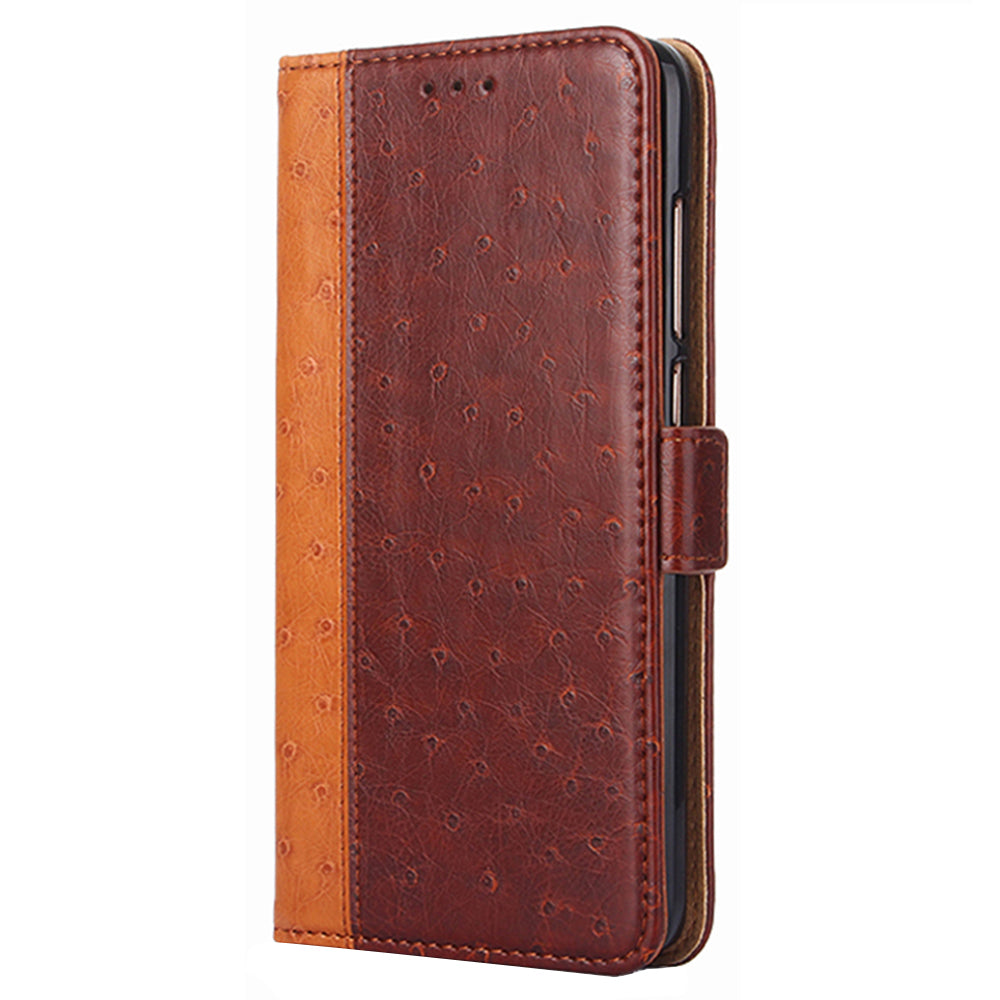 Ostrich Texture Splicing Leather Wallet Case for Oppo Find X5 Pro, Stand Shockproof TPU Magnetic Protect Book Flip Folio Cover