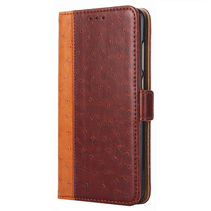 Ostrich Texture Splicing Leather Wallet Case for Oppo Find X5 Pro, Stand Shockproof TPU Magnetic Protect Book Flip Folio Cover