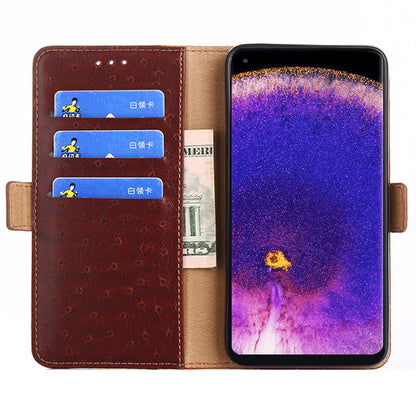 Ostrich Texture Splicing Leather Wallet Case for Oppo Find X5 Pro, Stand Shockproof TPU Magnetic Protect Book Flip Folio Cover