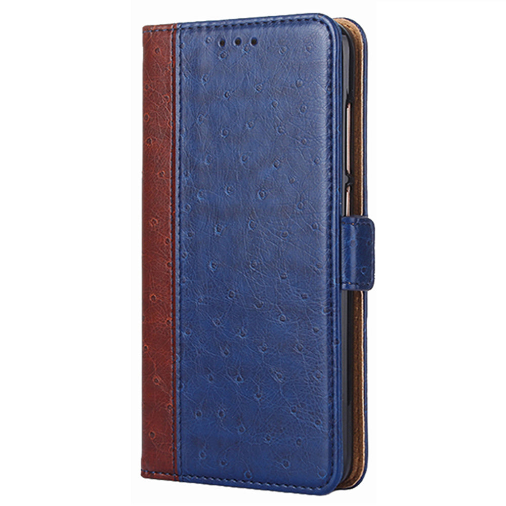 Ostrich Texture Splicing Leather Wallet Case for Oppo Find X5 Pro, Stand Shockproof TPU Magnetic Protect Book Flip Folio Cover