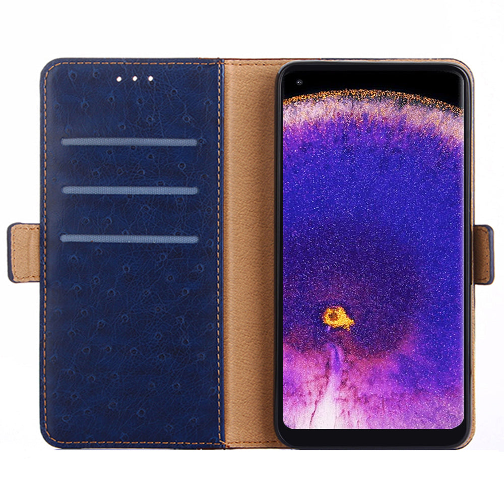 Ostrich Texture Splicing Leather Wallet Case for Oppo Find X5 Pro, Stand Shockproof TPU Magnetic Protect Book Flip Folio Cover