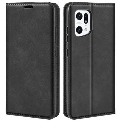 For Oppo Find X5 Magnetic Auto Closing Skin-touch Feeling PU Leather Stand Wallet Phone Case