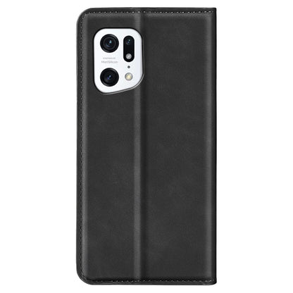 For Oppo Find X5 Magnetic Auto Closing Skin-touch Feeling PU Leather Stand Wallet Phone Case