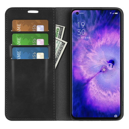 For Oppo Find X5 Magnetic Auto Closing Skin-touch Feeling PU Leather Stand Wallet Phone Case