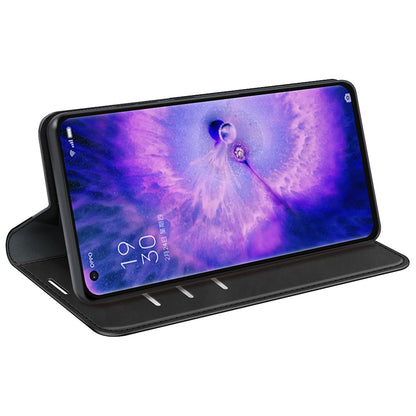 For Oppo Find X5 Magnetic Auto Closing Skin-touch Feeling PU Leather Stand Wallet Phone Case