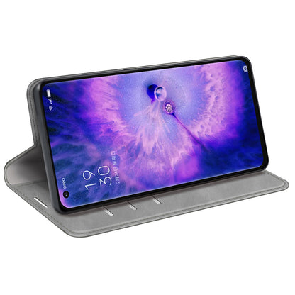 For Oppo Find X5 Magnetic Auto Closing Skin-touch Feeling PU Leather Stand Wallet Phone Case