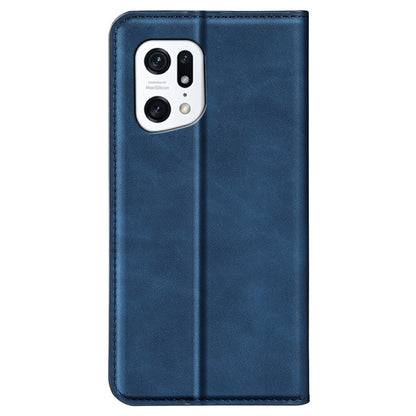 For Oppo Find X5 Magnetic Auto Closing Skin-touch Feeling PU Leather Stand Wallet Phone Case