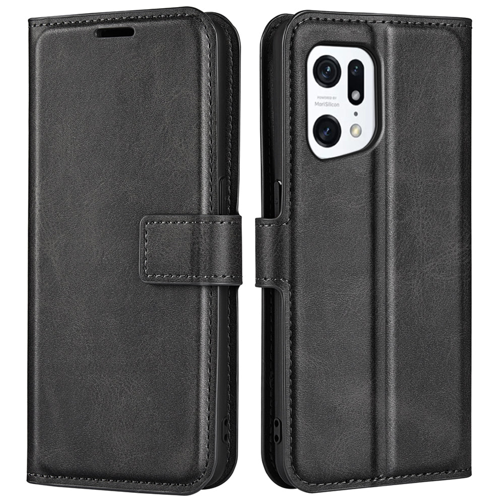 For Oppo Find X5 Anti-scratch Textured PU Leather Wallet Phone Case Adjustable Stand Flip Phone Cover