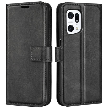 For Oppo Find X5 Anti-scratch Textured PU Leather Wallet Phone Case Adjustable Stand Flip Phone Cover