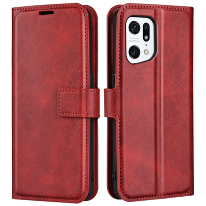 For Oppo Find X5 Anti-scratch Textured PU Leather Wallet Phone Case Adjustable Stand Flip Phone Cover