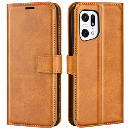 For Oppo Find X5 Anti-scratch Textured PU Leather Wallet Phone Case Adjustable Stand Flip Phone Cover