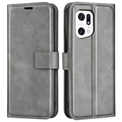 For Oppo Find X5 Anti-scratch Textured PU Leather Wallet Phone Case Adjustable Stand Flip Phone Cover